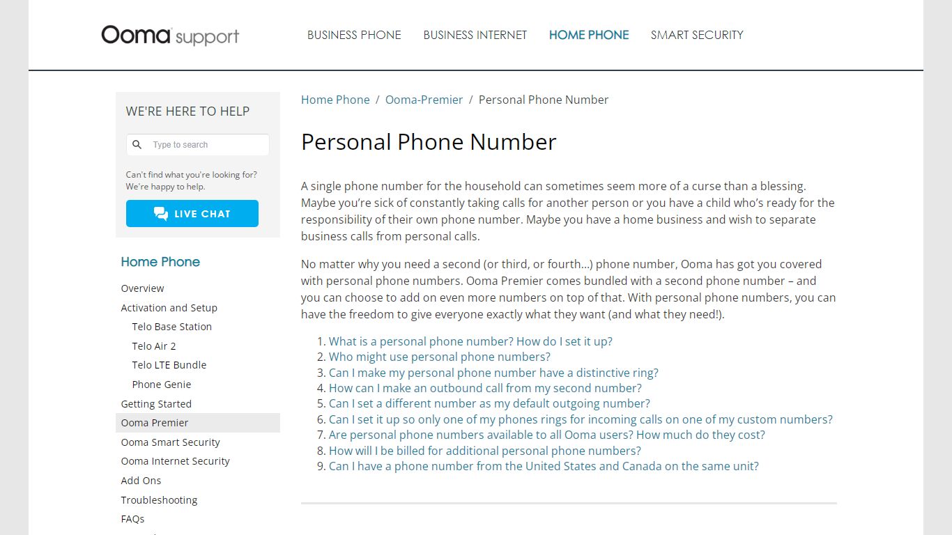 Personal Phone Number | Home Phone | Support